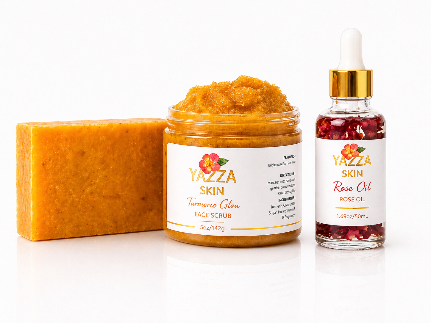 Turmeric Melanin Trio Set (Soap+Scrub+Oil) – Yazza Skin