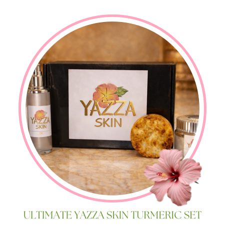 The Ultimate Yazza Skin Turmeric Set (Mist+soap+Scrub+Oil+WashBand+scooping utensil)